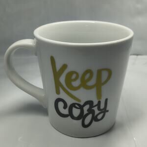 Maud Borup White & Gold "KEEP COZY" Ceramic Mug Limited Edition
